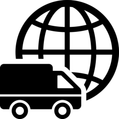 International Logistics Delivery Truck Symbol With World Grid Behind Sketch Style Svg Vector, Free Vectors File